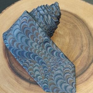 Coppley 100% Silk Handmade Brown & Blue Cresent Pattern Men's 58" Tie